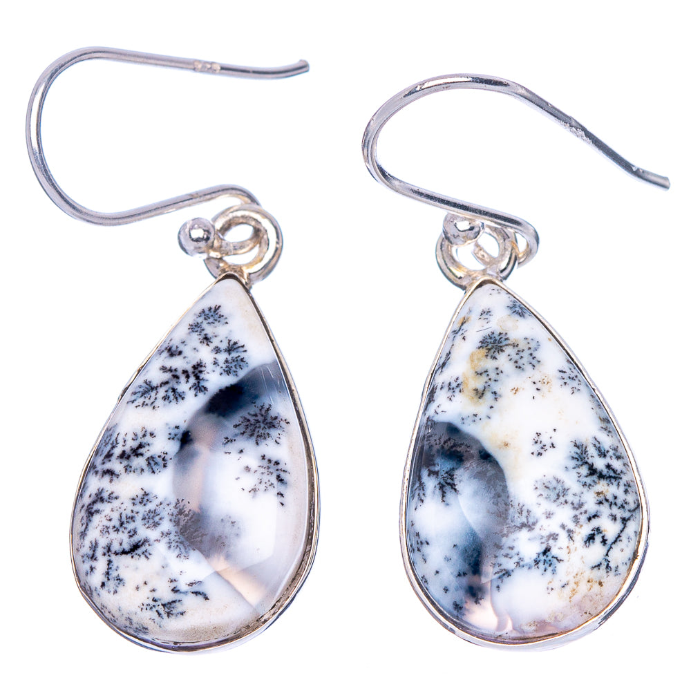Dendritic Opal Earrings 1 3/8" (925 Sterling Silver) E1692