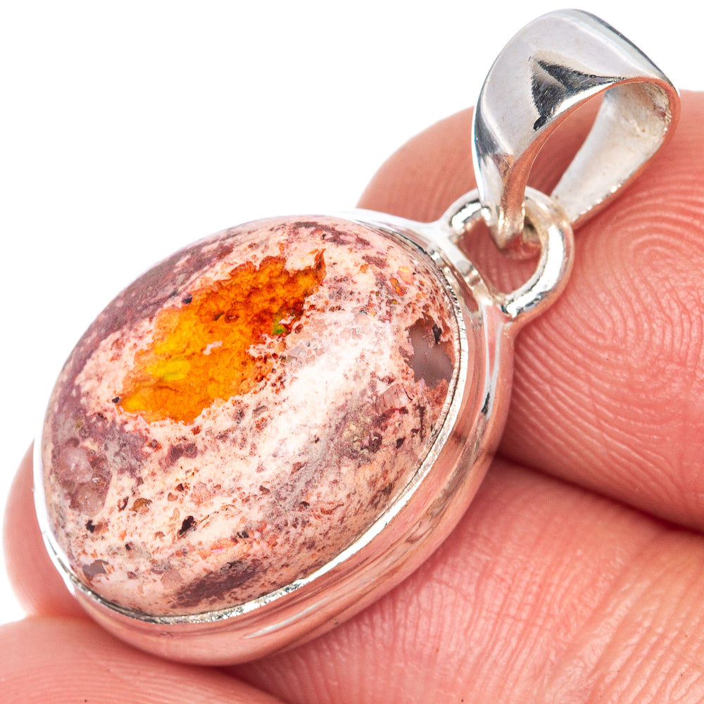 Rare Mexican Fire Opal Pendant 1 1/8" (925 Sterling Silver) P40832