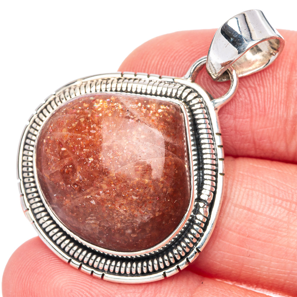 Sunstone Pendant 1 1/2" (925 Sterling Silver) P40032