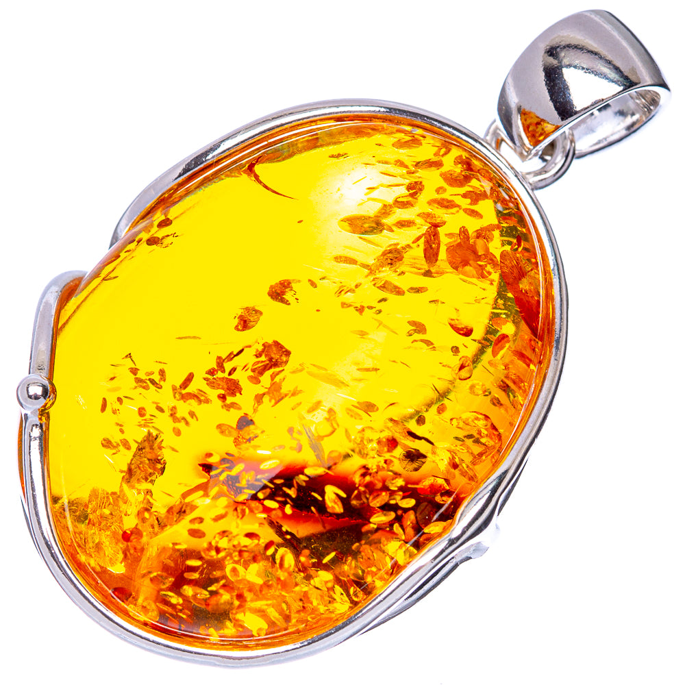 Anasilvercos Baltic Amber Pendant 1 7/8" (925 Sterlnig Silver)