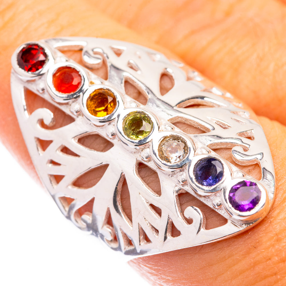 Rainbow Chakra Ring Size 7.75 (925 Sterling Silver) R141497