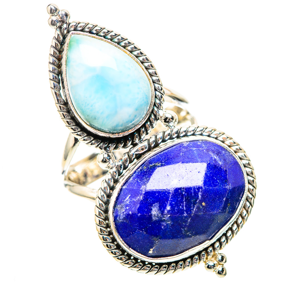 Large Lapis Lazuli, Larimar Ring Size 7 (925 Sterling Silver) RING139308