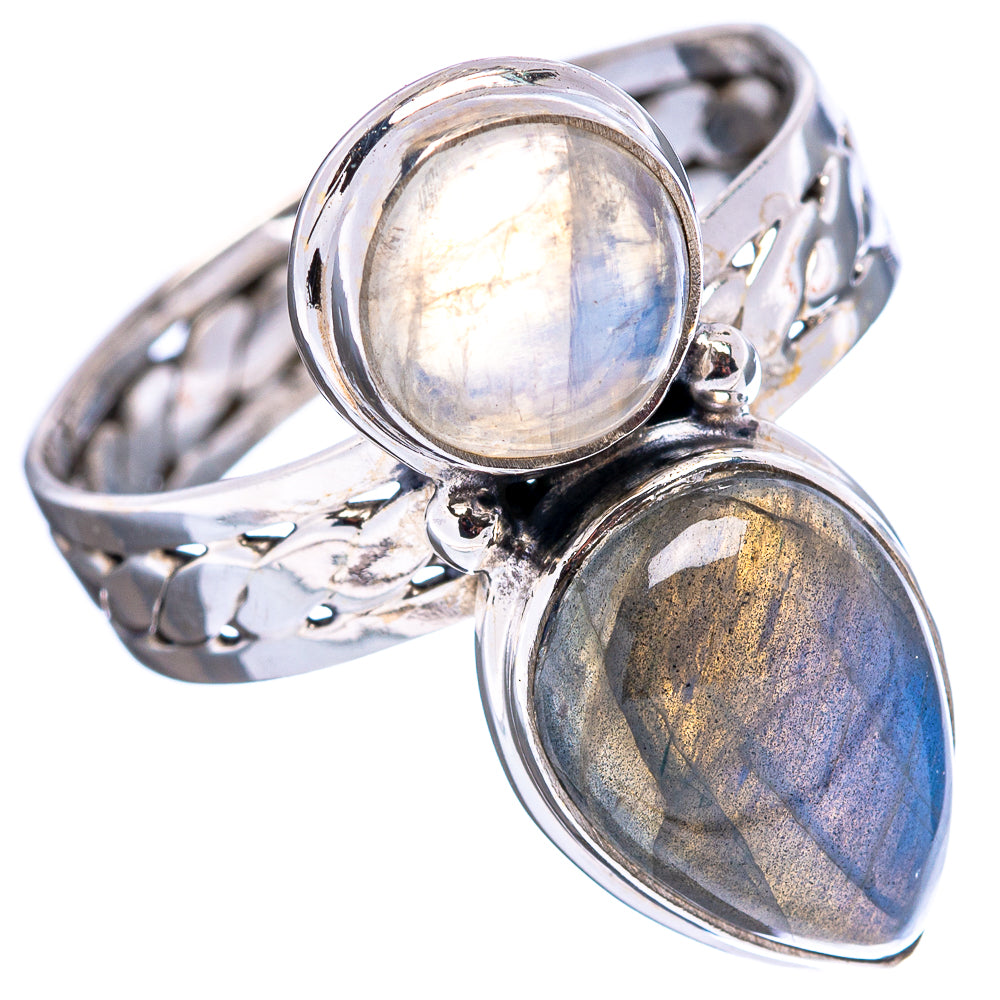 Labradorite, Rainbow Moonstone Ring Size 11.5 (.925 Sterling Silver)
