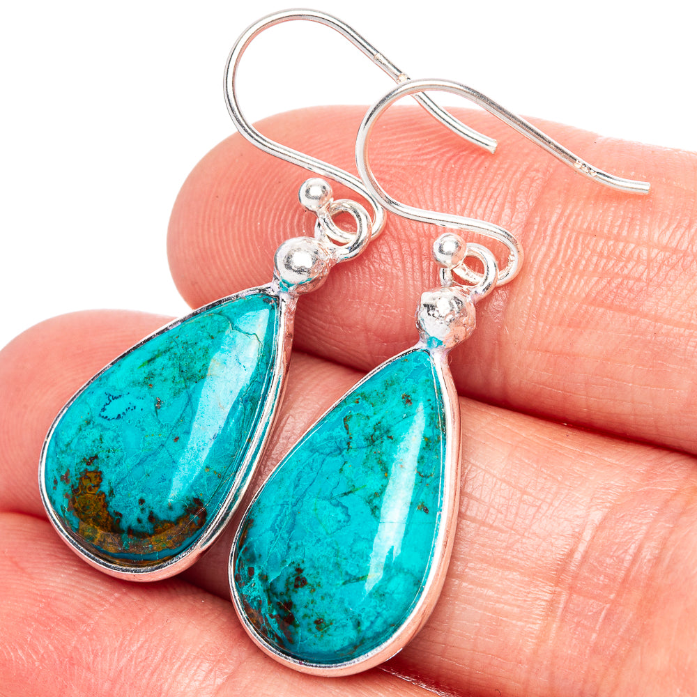 Shattuckite Earrings 1 3/8" (925 Sterling Silver) E1131