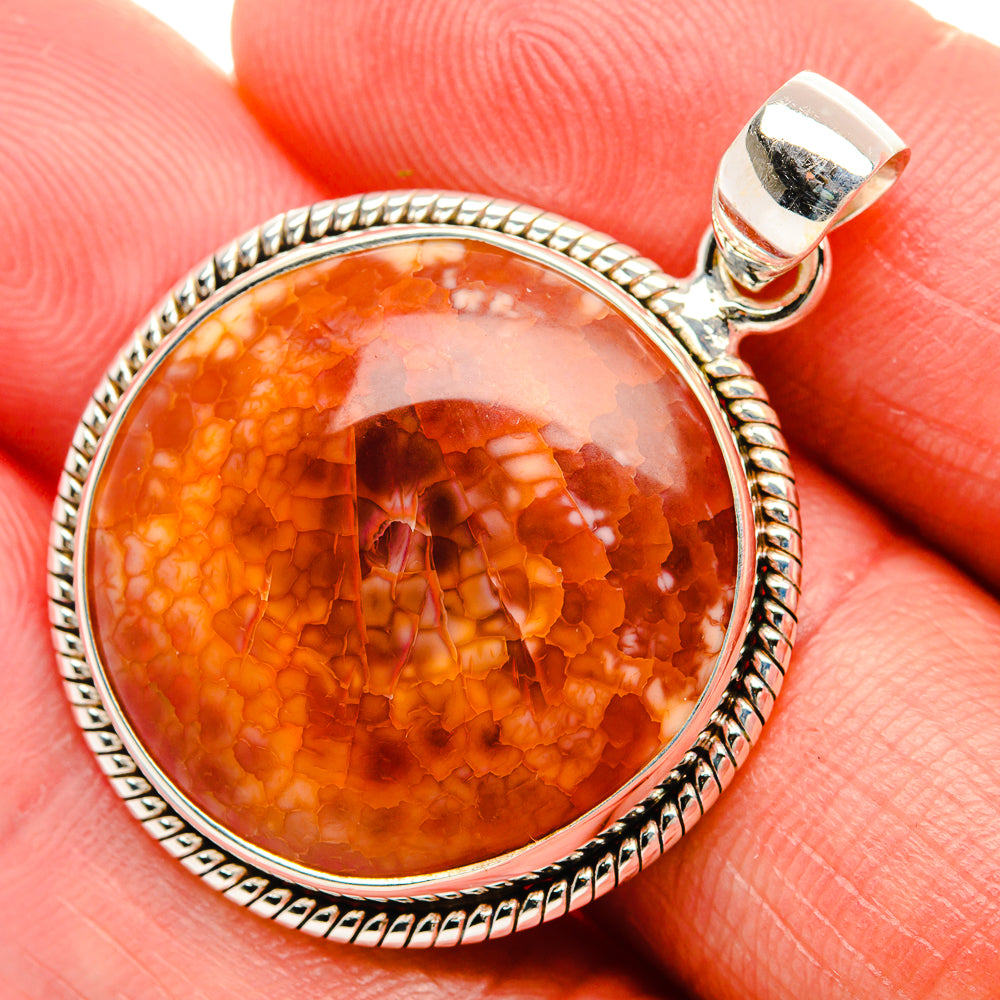 Fire Crab Agate Pendant 1 1/2" (925 Sterling Silver) PD38160