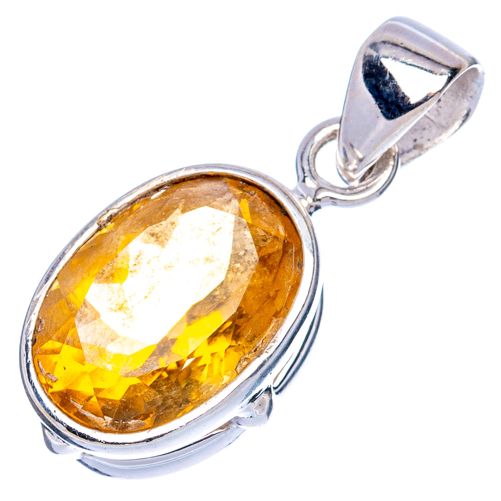 Value Faceted Citrine Pendant 1 1/8" (925 Sterling Silver) P42026