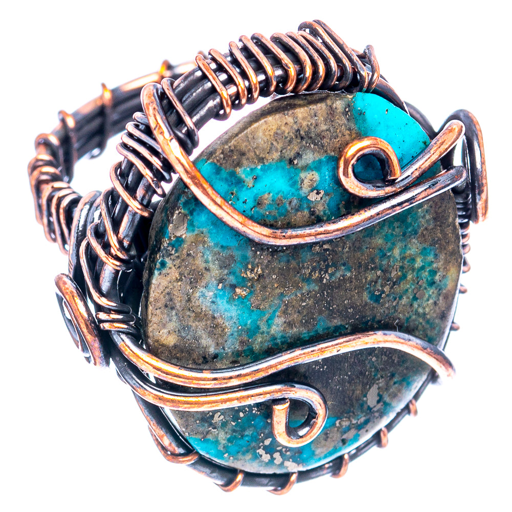 Turquoise Wire Wrap Ring Size 5.75 (Oxidized Copper)