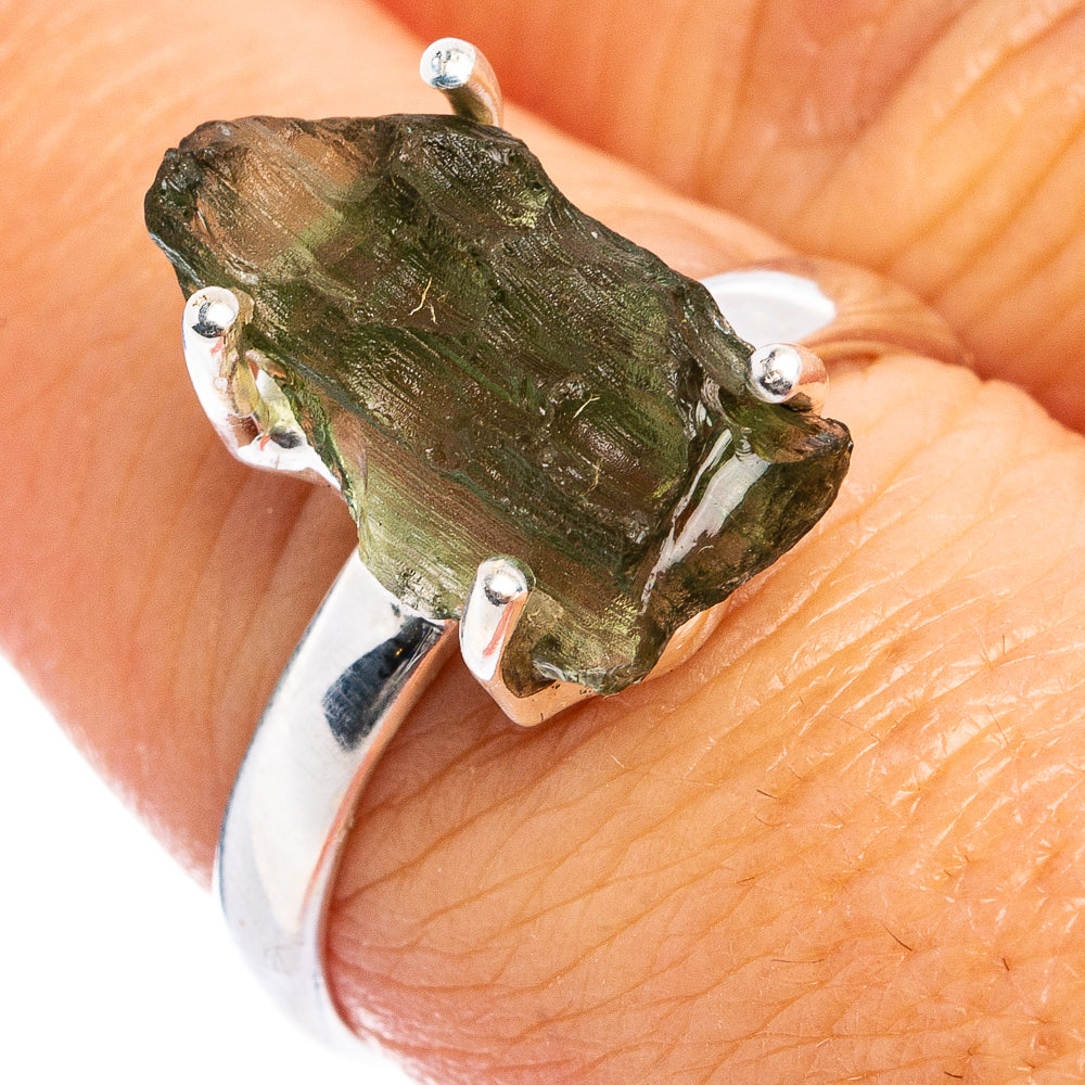 Rare Moldavite Ring Size 8 (.925 Sterling Silver)