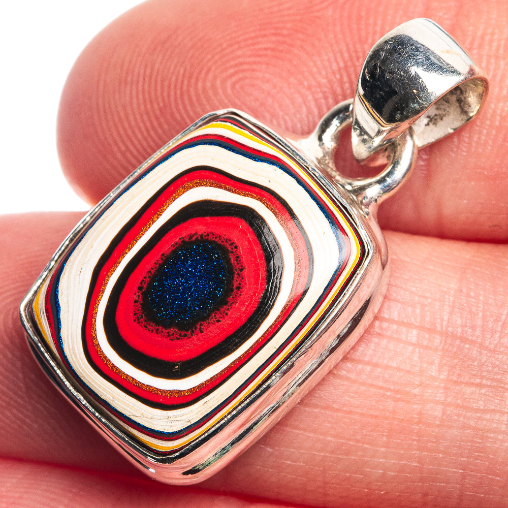 Fordite Pendant 1 1/8" (925 Sterling Silver) P39717
