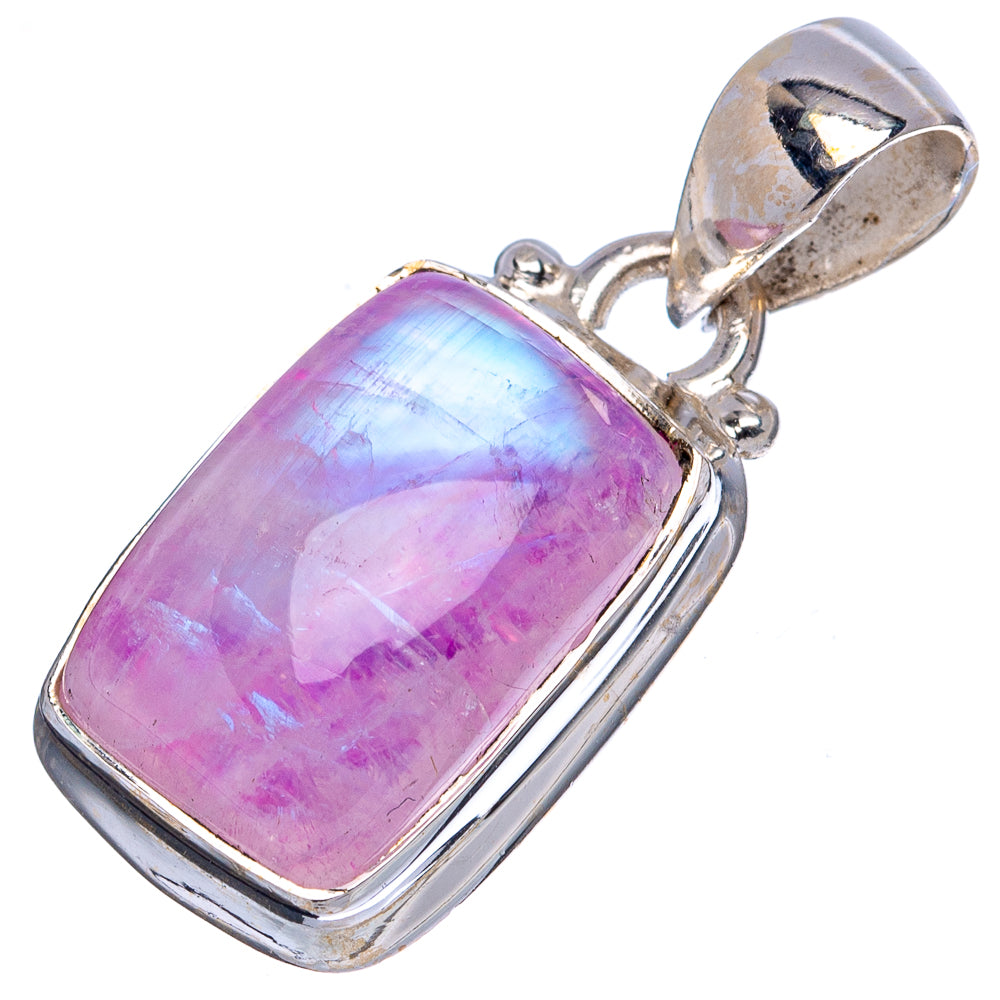 Pink Moonstone Pendant 1 1/8" (.925 Sterling Silver)