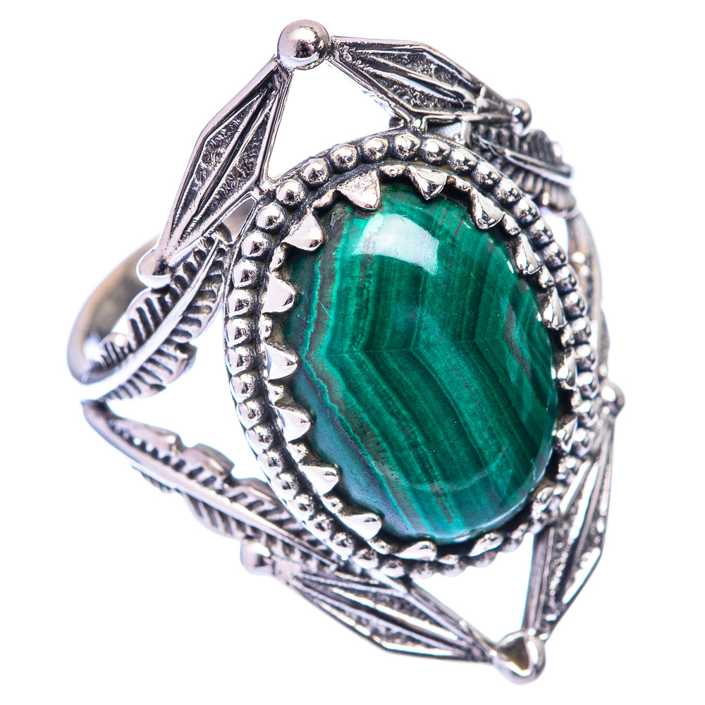 Malachite Coin Ring Size 8.25 (925 Sterling Silver) R140936