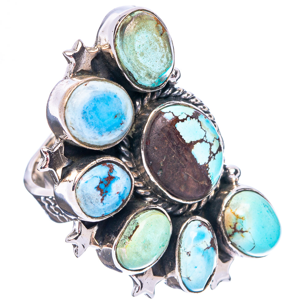 Golden Hills Turquoise Native Style Ring Size 7 Adjustable (.925 Sterling Silver) Exclusive
