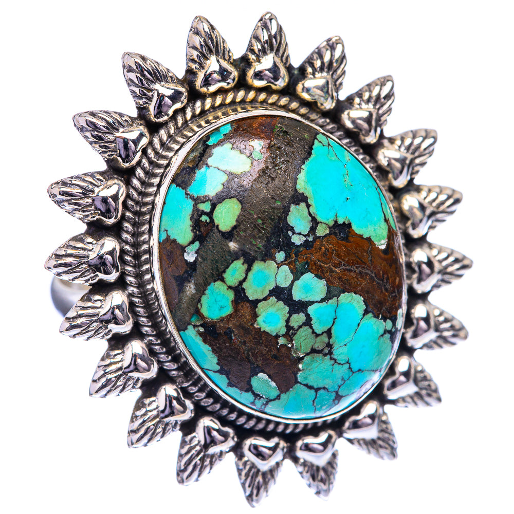 Huge Tibetan Turquoise Ring Size 11 (925 Sterling Silver) R142739
