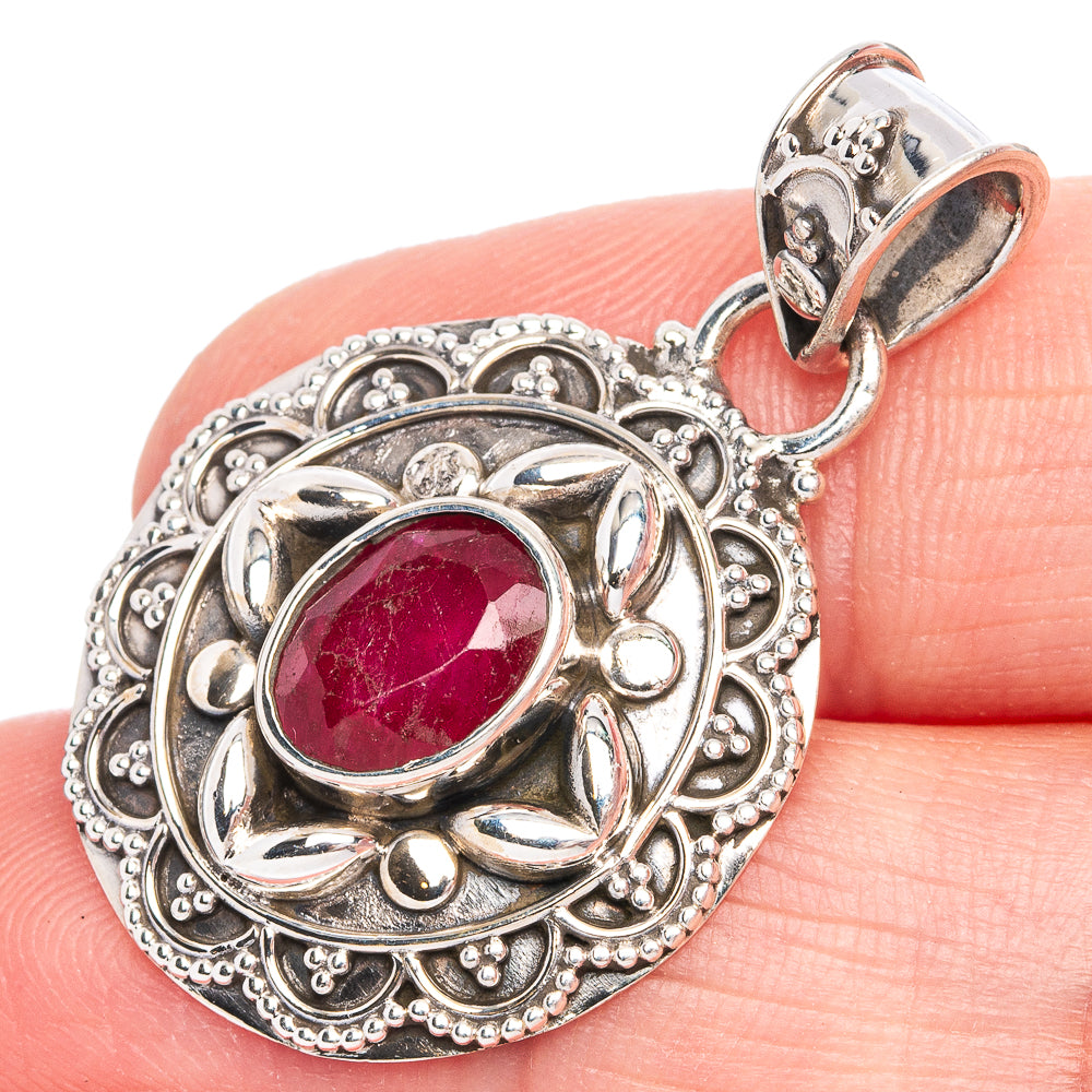Red Sillimanite Pendant 1 3/8" (925 Sterling Silver) P40296