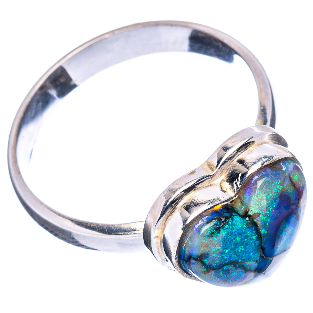 Rare Sterling Opal Heart Ring Size 8.5 (.925 Sterling Silver)