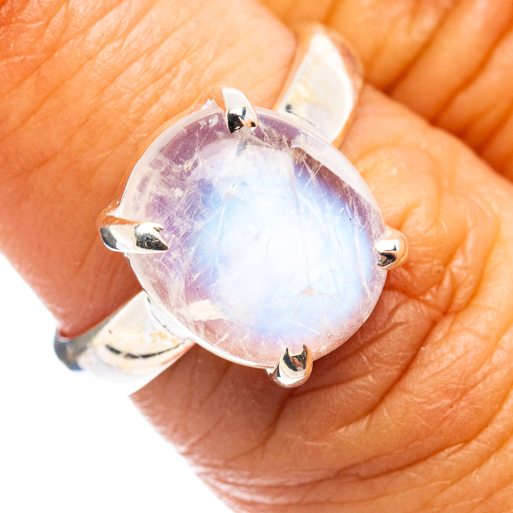 Rainbow Moonstone Ring Size 6 (.925 Sterling Silver)