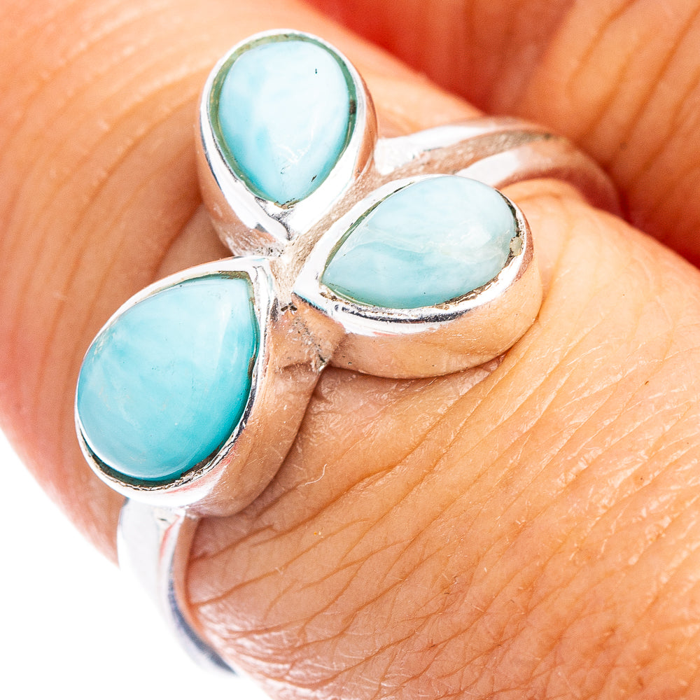 Larimar Dainty Ring Size 7.75 (.925 Sterling Silver)