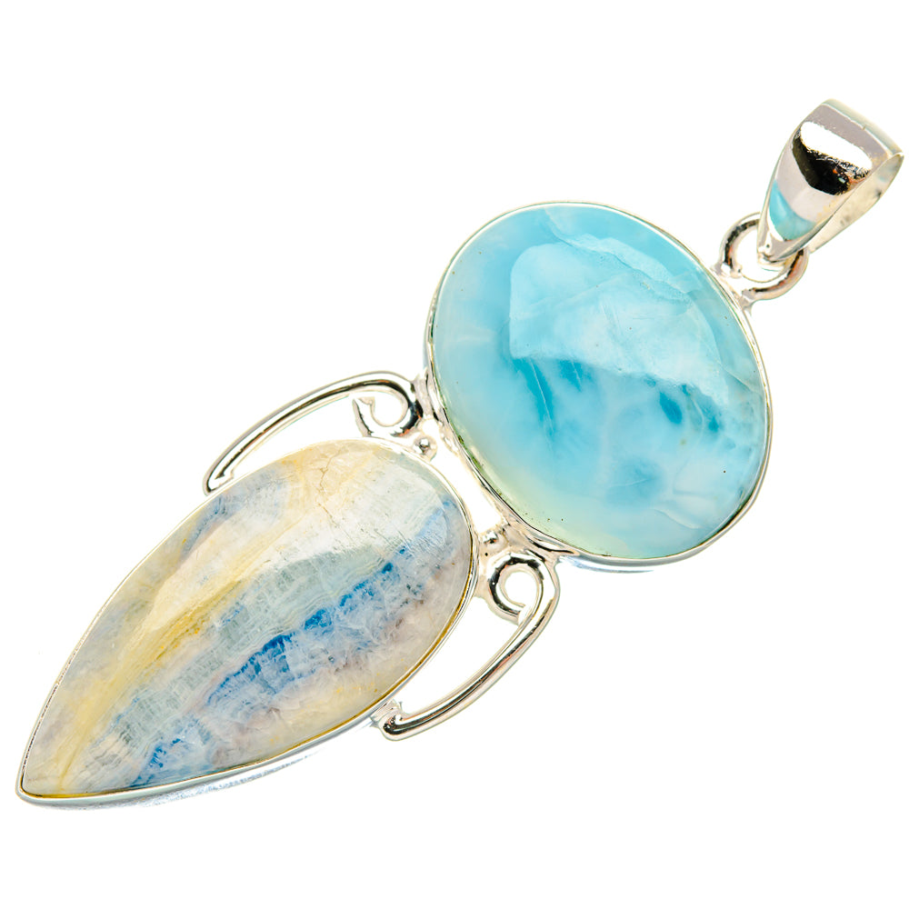 Blue Scheelite, Larimar Pendant 2 1/4" (925 Sterling Silver) PD37898