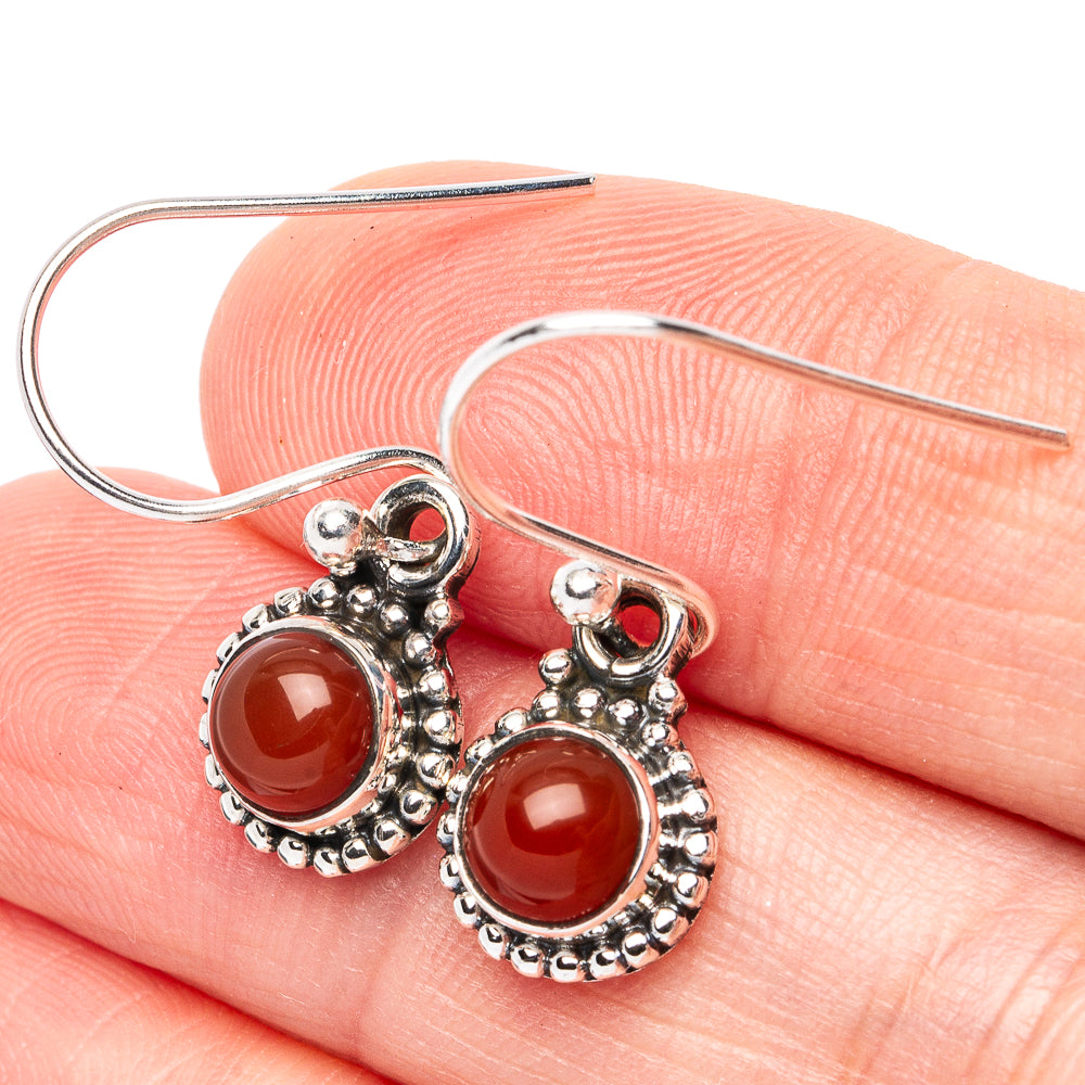 Carnelian Earrings 1 1/8" (925 Sterling Silver) E2941