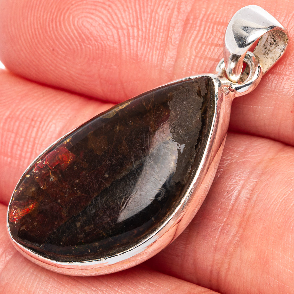 Rare Ammolite Pendant 1 3/8" (925 Sterling Silver) P41780