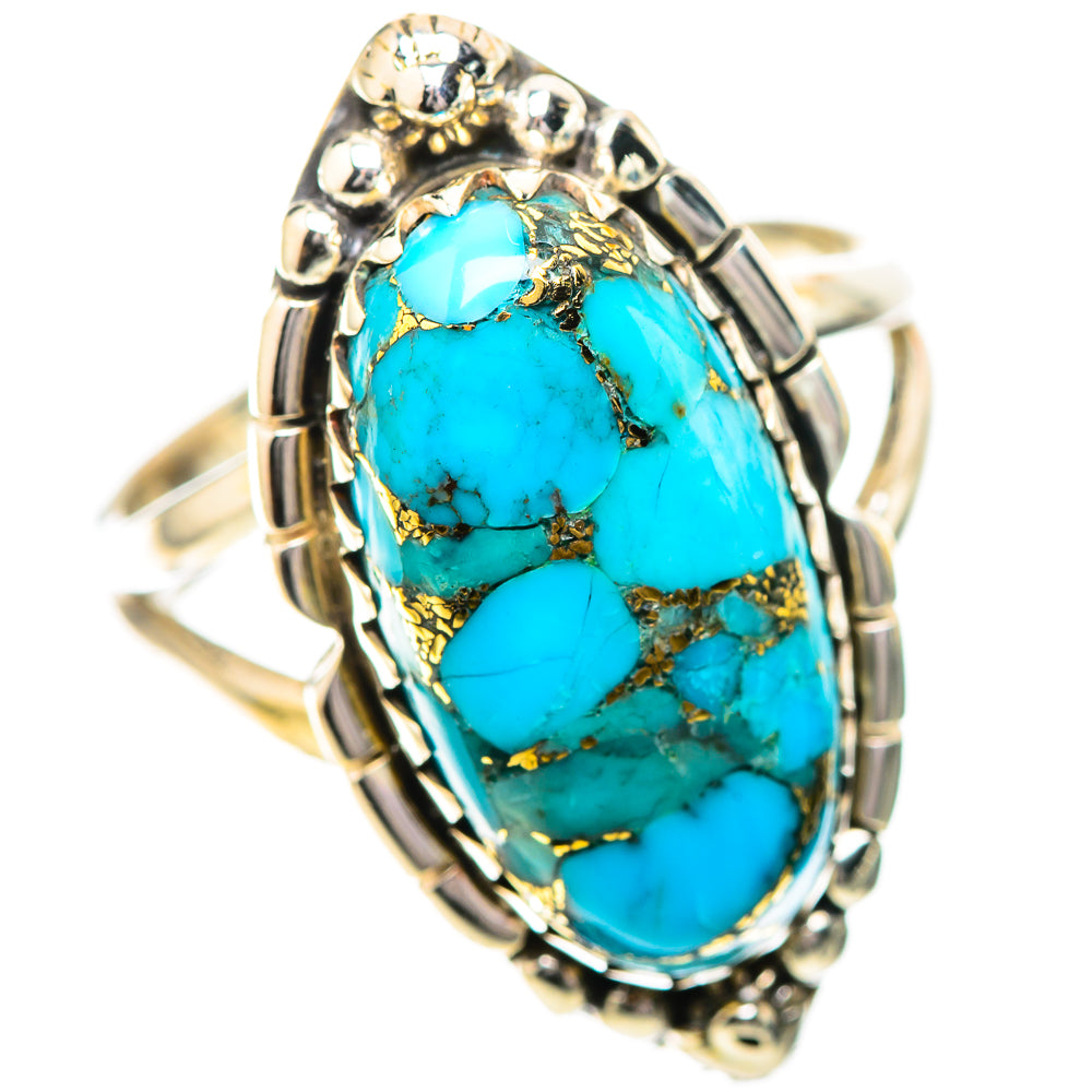 Blue Copper Composite Turquoise Ring Size 7.25 (925 Sterling Silver) RING139831