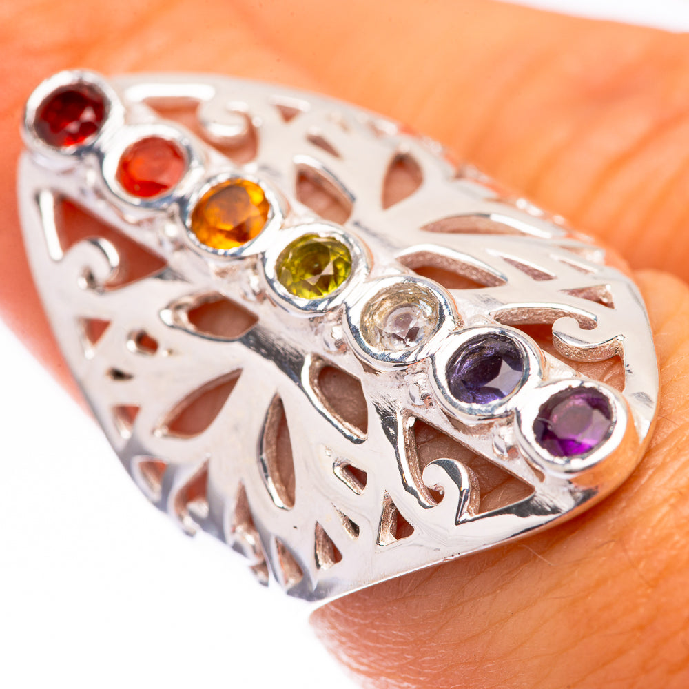 Rainbow Chakra Ring Size 6.75 (925 Sterling Silver) R140526