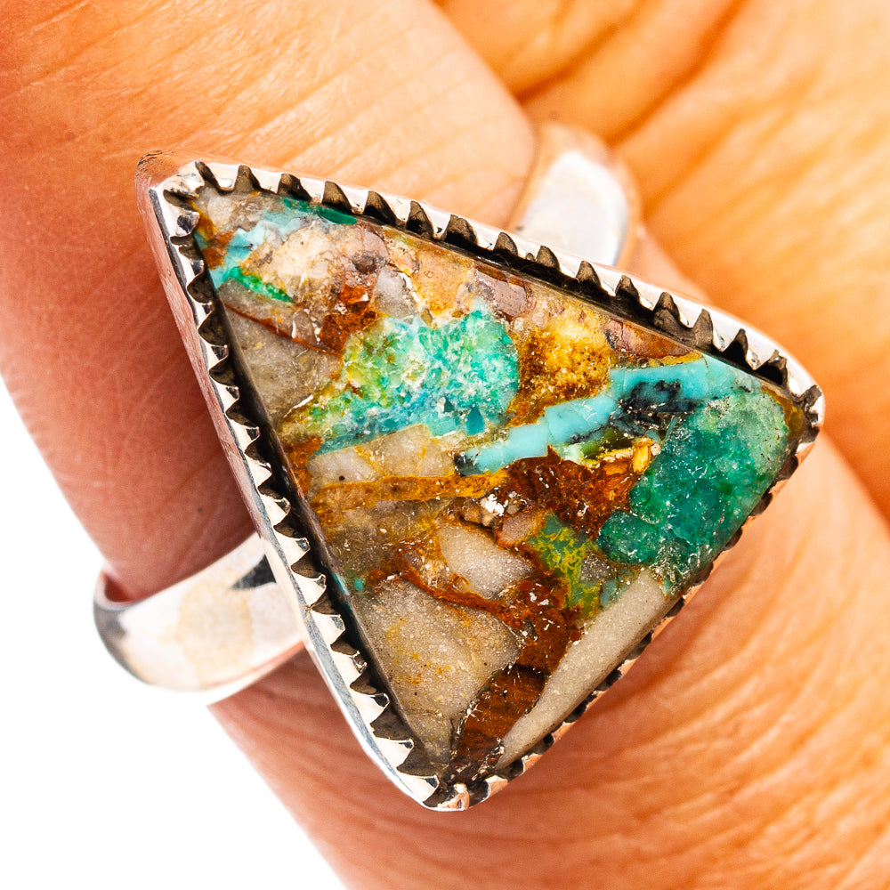 Sonoran Mountain Turquoise Ring Size 8 Adjustable (.925 Sterling Silver)