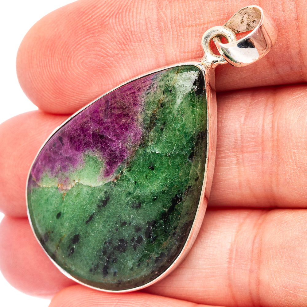 Ruby Zosite Pendant 1 7/8" (.925 Sterling Silver)