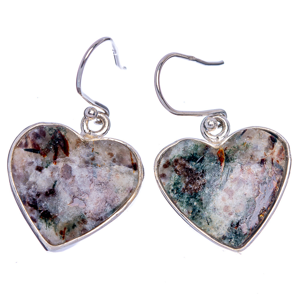 Astrophyllite Heart Earrings 1 3/8" (925 Sterling Silver) E433269