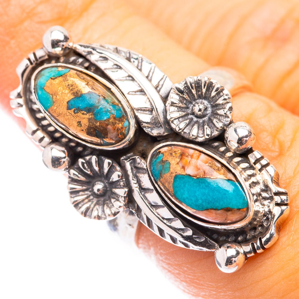 Blue Copper Composite Turquoise Ring Size 6 (925 Sterling Silver) R141563