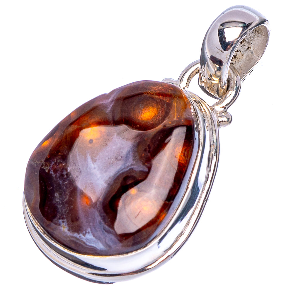 Rare Mexican Fire Agate Pendant 1 1/8" (.925 Sterling Silver)