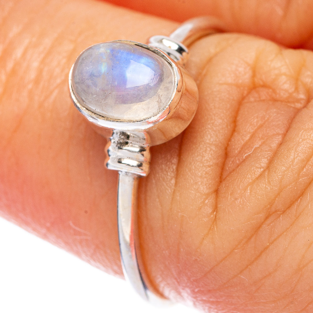 Rainbow Moonstone Dainty Ring Size 6 (925 Sterling Silver) R145787