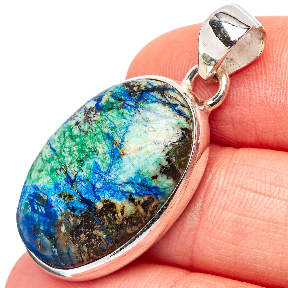 Azurite Pendant 1 3/8" (.925 Sterling Silver)