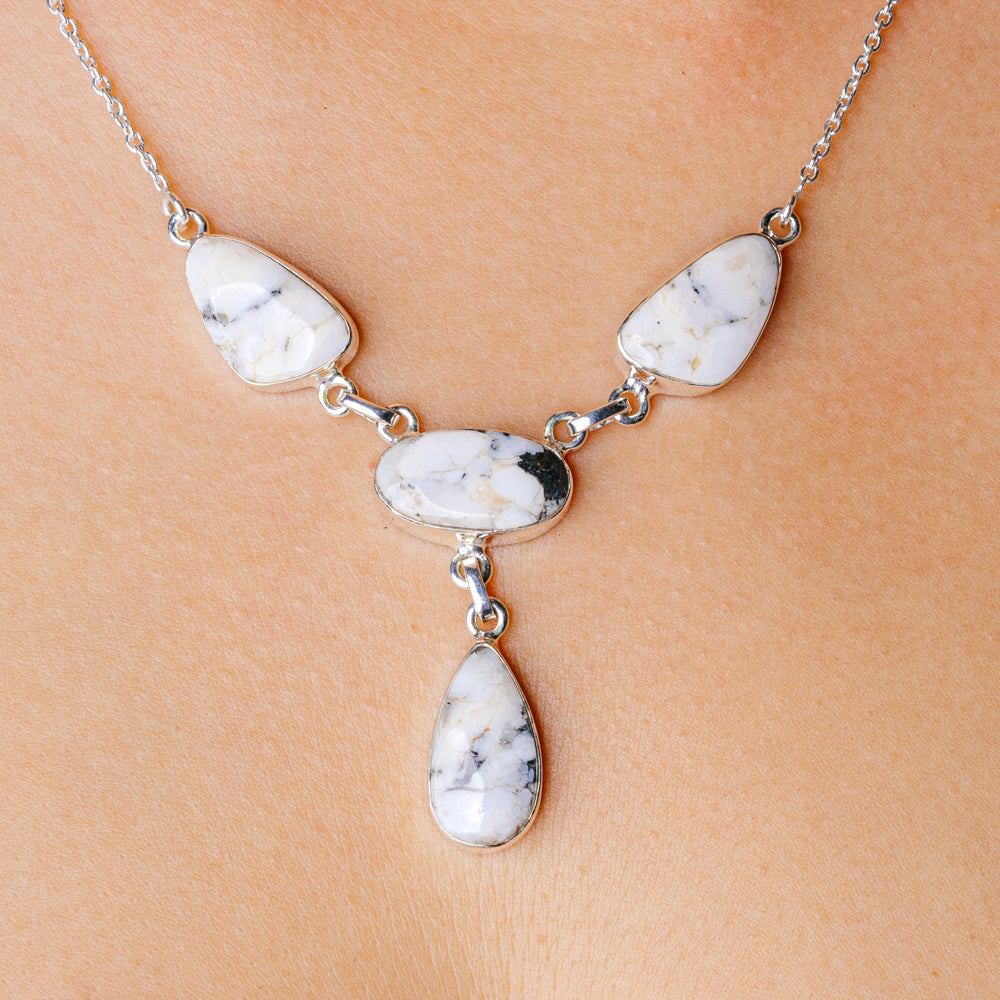 Howlite Necklace 19 to 20 3/4" (.925 Sterling Silver)