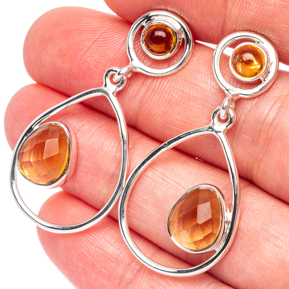 Premium Citrine Earrings 1 5/8" (925 Sterling Silver) E2506