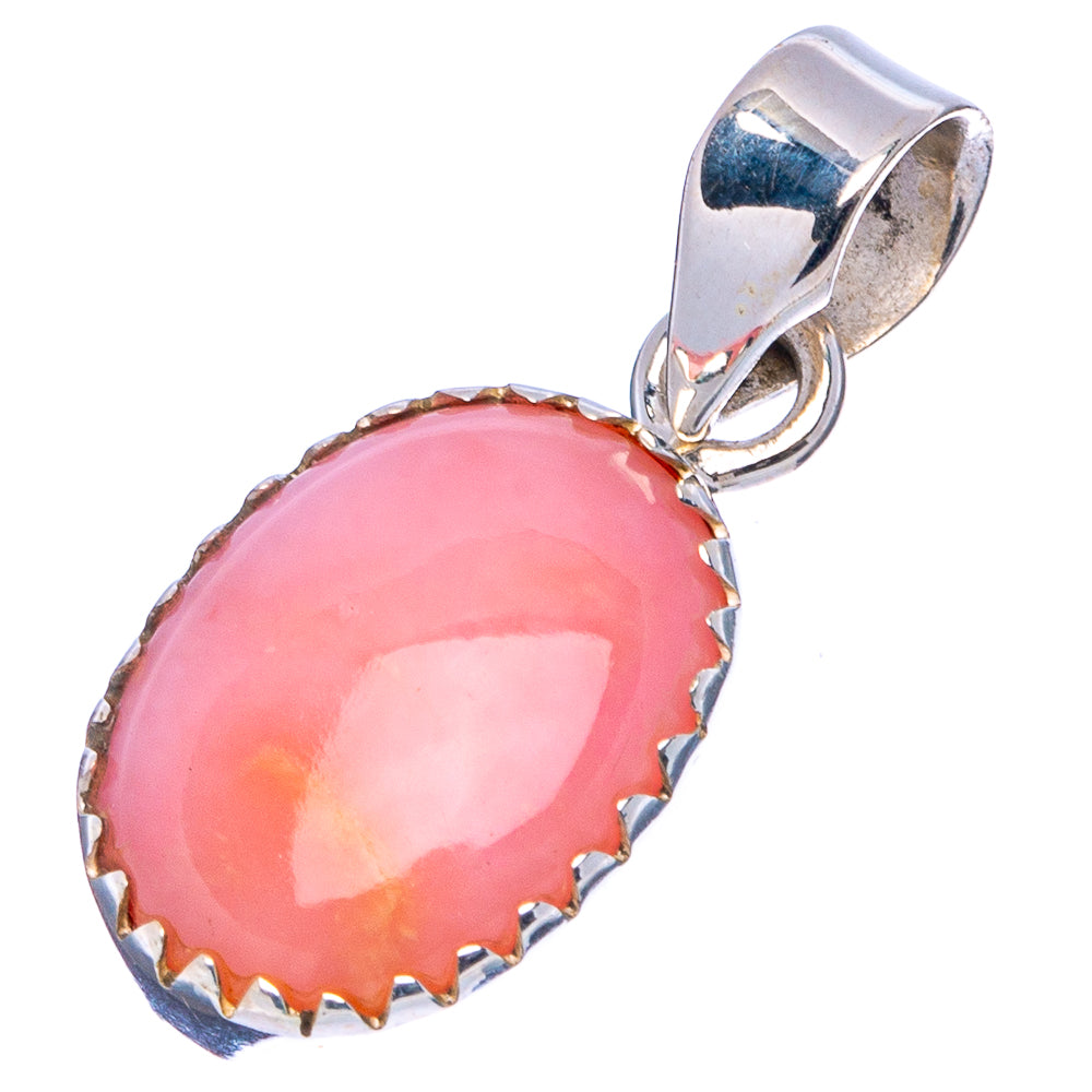 Pink Opal Pendant 1 1/8" (.925 Sterling Silver)