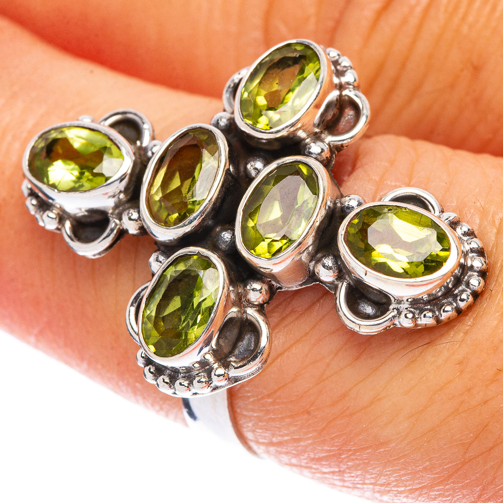 Peridot Cross Ring Size 7.25 (925 Sterling Silver) R146815