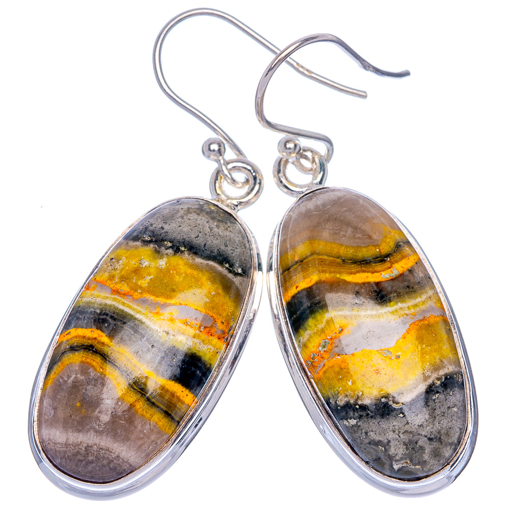 Bumble Bee Jasper Earrings 1 5/8" (925 Sterling Silver) E433052