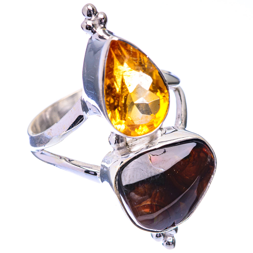 Mexican Fire Agate, Citrine Ring Size 8 (925 Sterling Silver) R141589