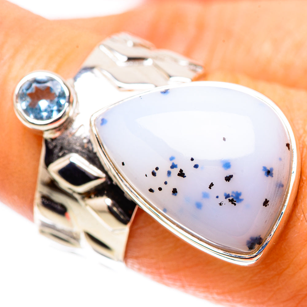 Premium Dendritic Opal, Blue Topaz Ring Size 7 (925 Sterling Silver) RING138113