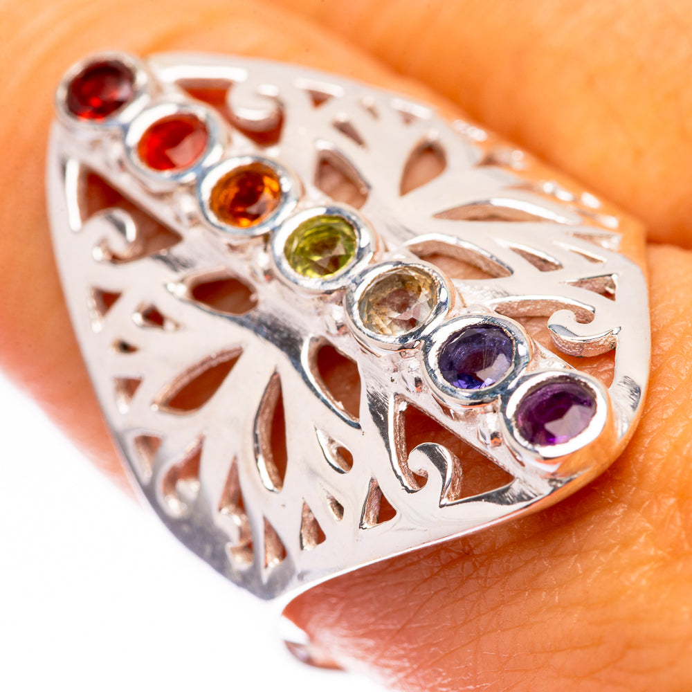 Rainbow Chakra Ring Size 9.75 (925 Sterling Silver) R140586