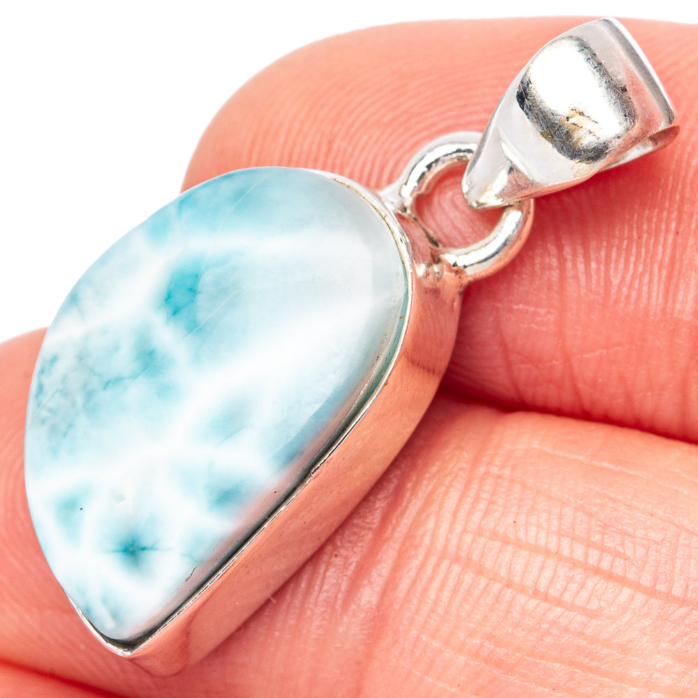 Larimar 925 Sterling Silver Pendant 1 1/8" (925 Sterling Silver) P42678