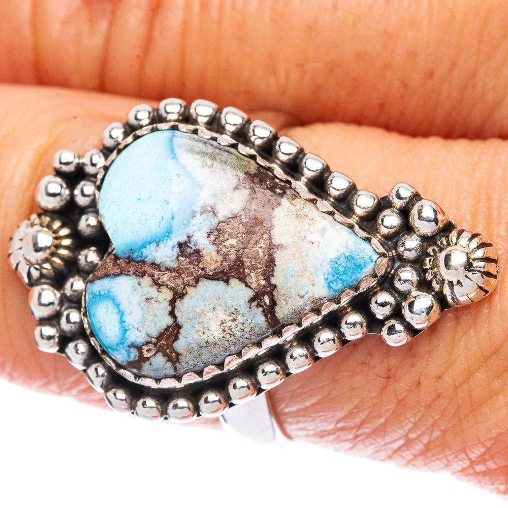 Rare Golden Hills Turquoise Heart Ring Size 8 (925 Sterling Silver) R2868