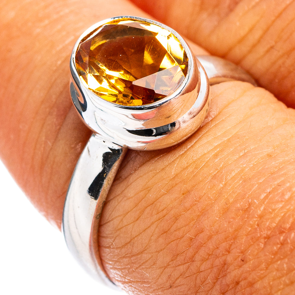 Faceted Citrine Ring Size 7.75 (.925 Sterling Silver)