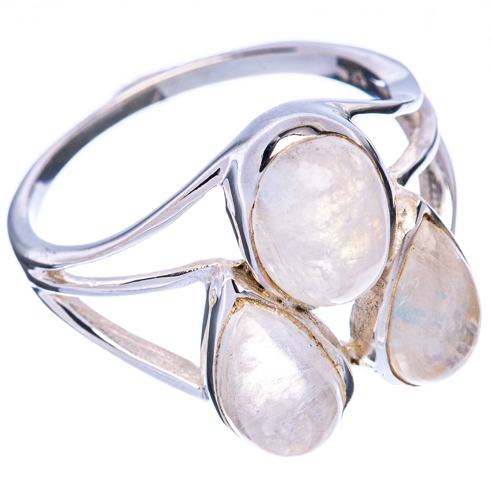 Rainbow Moonstone Ring Size 8.5 (925 Sterling Silver) R3025