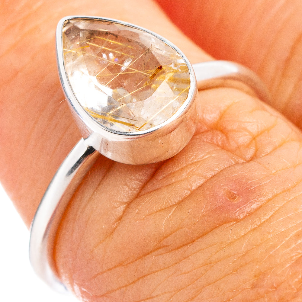 Rutilated Quartz Ring Size 6 (.925 Sterling Silver)