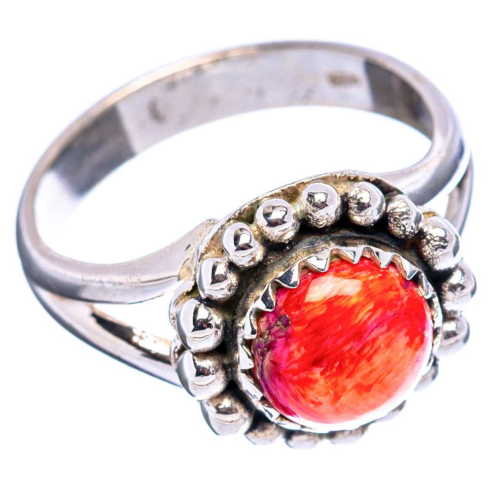 Pink Dahlia Mohave Turquoise Native Style Ring Size 6.25 (.925 Sterling Silver)