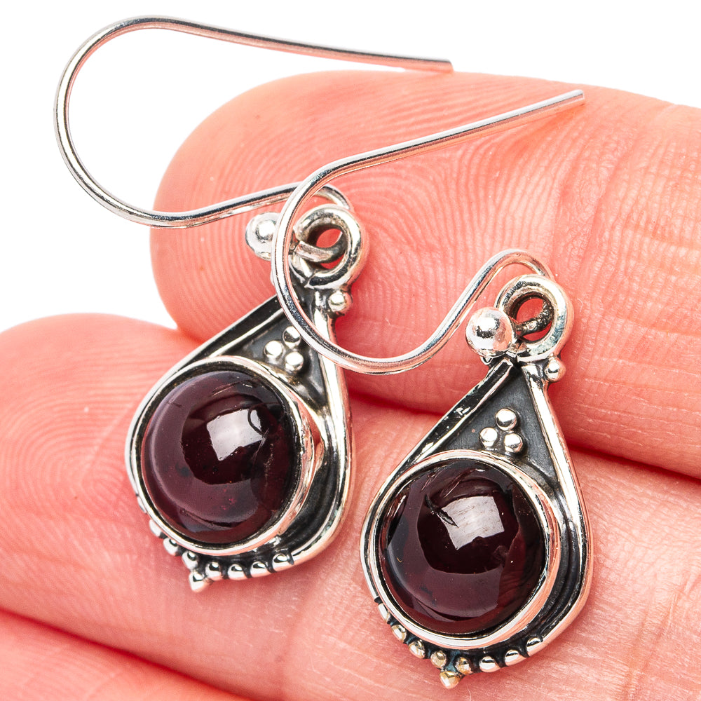 Garnet Earrings 1 1/4" (925 Sterling Silver) E2934