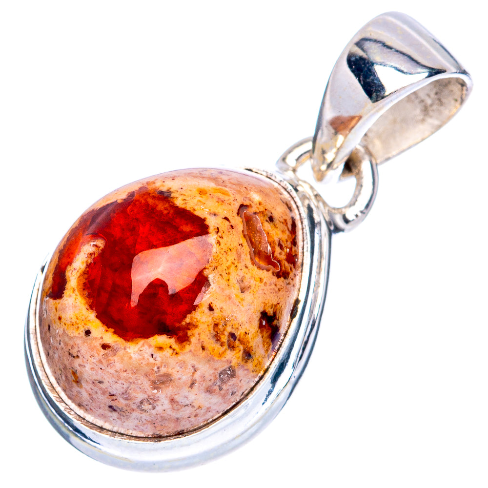 Rare Mexican Fire Opal Pendant 1 1/8" (925 Sterling Silver) P41719