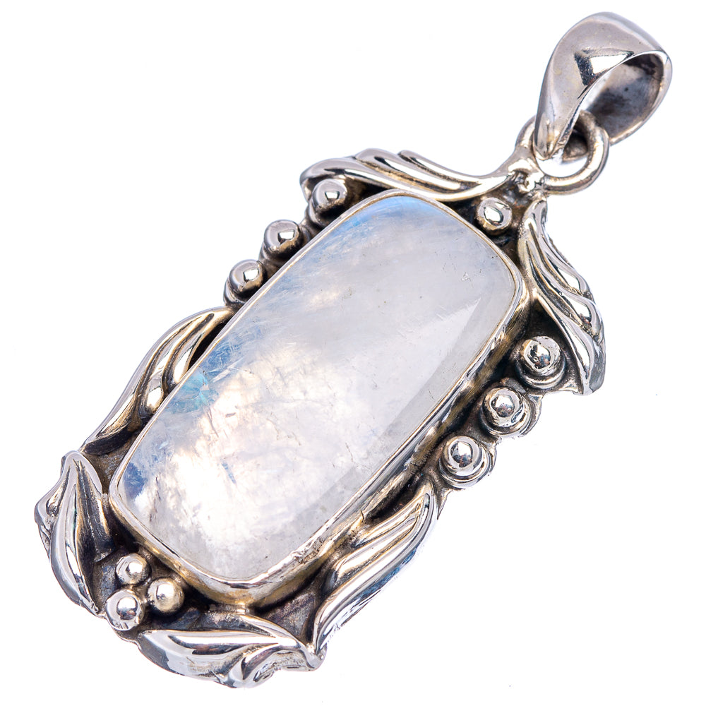 Premium Rainbow Moonstone Pendant 1 7/8" (.925 Sterling Silver)